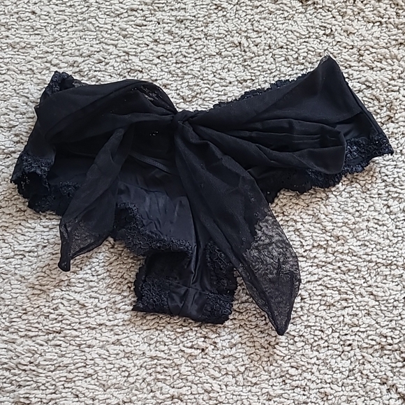NWOT Victoria's Secret Black Tie Back Satin Panty - Picture 1 of 11